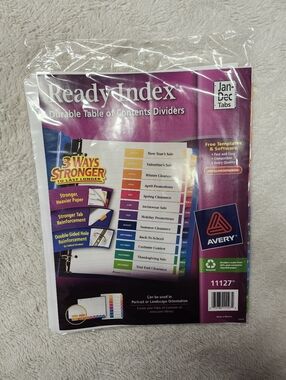 New Avery Ready Index Table of Contents Monthly Dividers, 12-Tab, for 8.5x11"